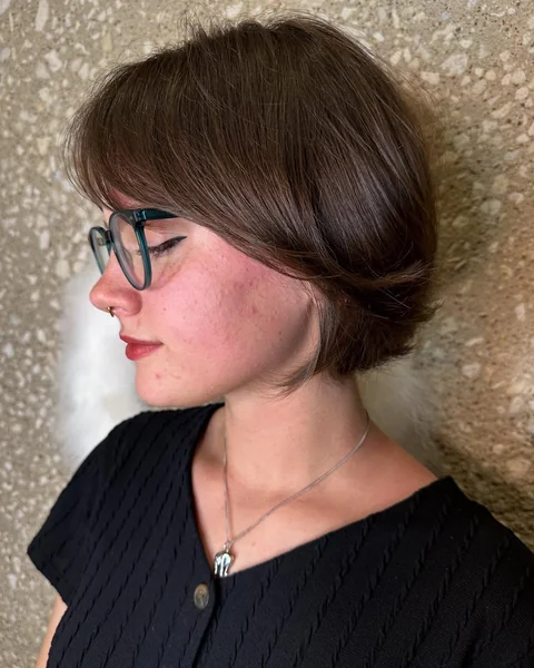 Sleek Rounded Bixie with Side Bangs