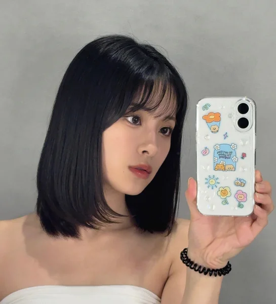 Straight Black Bob with Wispy Bangs
