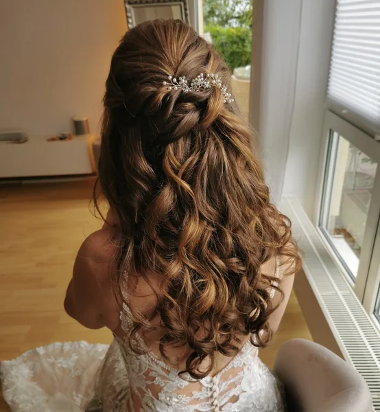 Half-Up Curls with Crystal Vine
