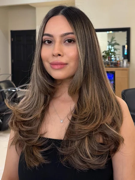 Long Layers with Face-Framing Highlights