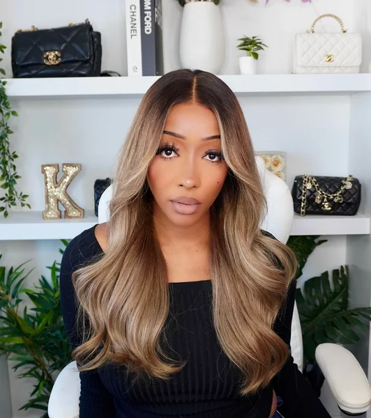 Balayage Blonde Wavy Wig with Root Melt
