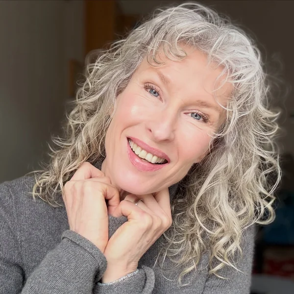 Silver Curls with Curly Fringe