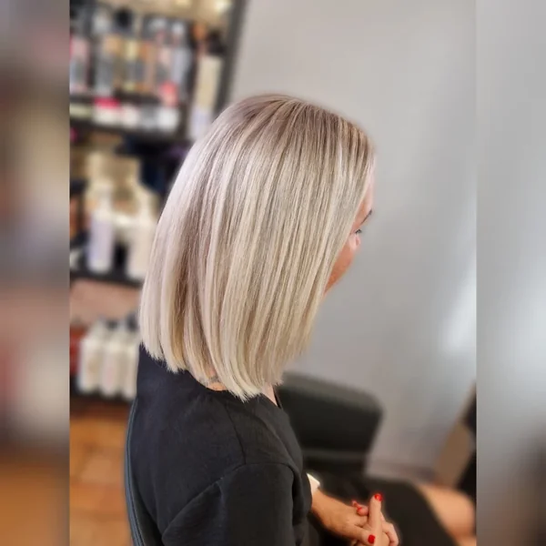 Ash Blonde Straight Long Bob With Highlights