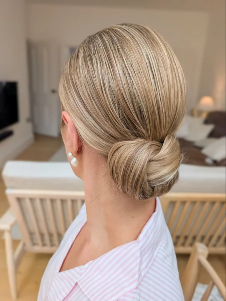 Pearl-Accented Low Knot Bun