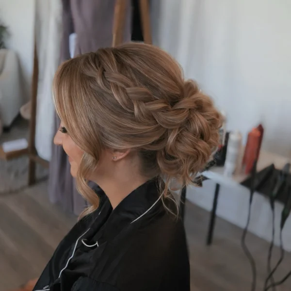 Romantic Side Braid Messy Bun