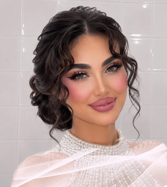 Curly Bridal Updo With Face Framing