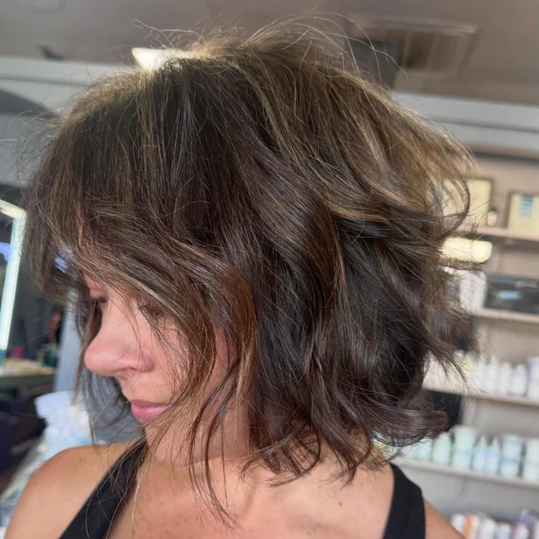 Messy Choppy Bob with Highlights