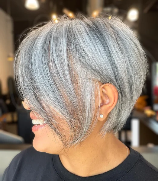 Silver Bixie with Long Side Bangs