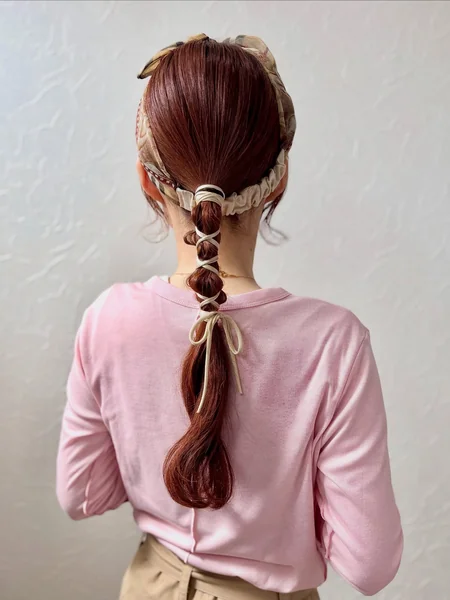 Scarf Headband With Bubble Ponytail