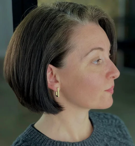 Classic Chin Length Bob with Grey Roots