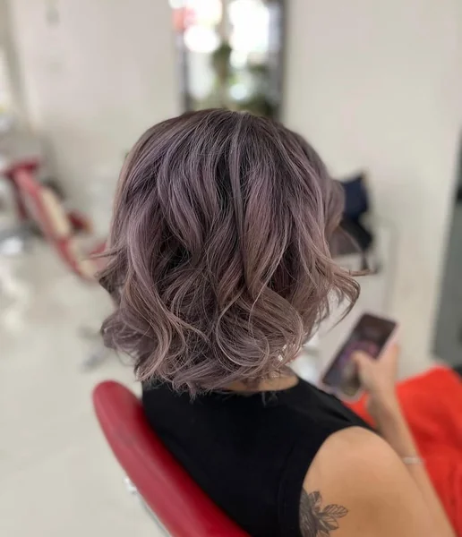 Smoky Mauve Wavy Bob