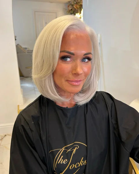 Icy Platinum Tucked-Under Bob
