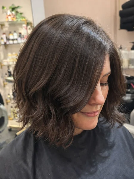 Wavy Brunette Medium Bob