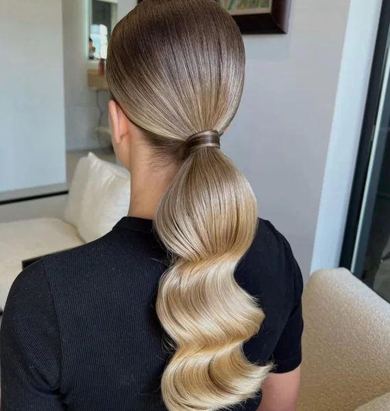 Glass Low Ponytail with S-Waves
