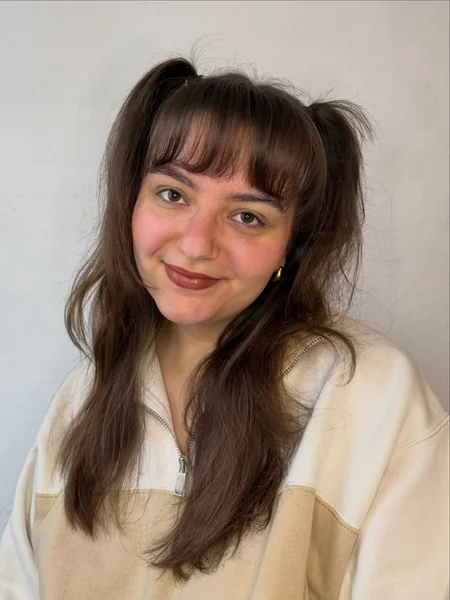 Half-Up Pigtails with Full Bangs