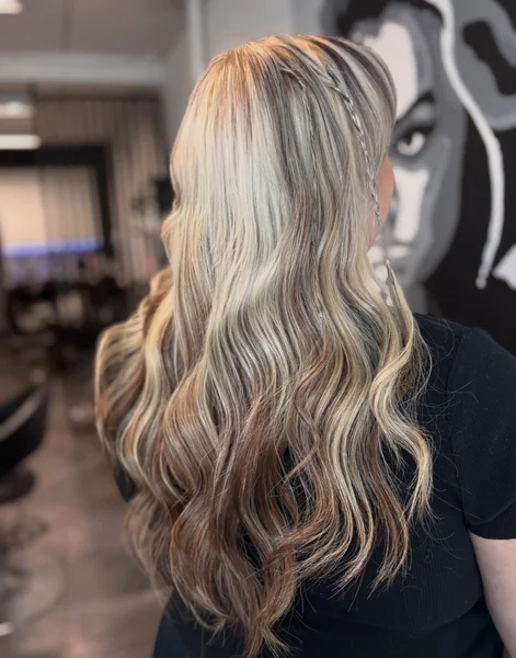 Blonde Waves with Tiny Front Braids