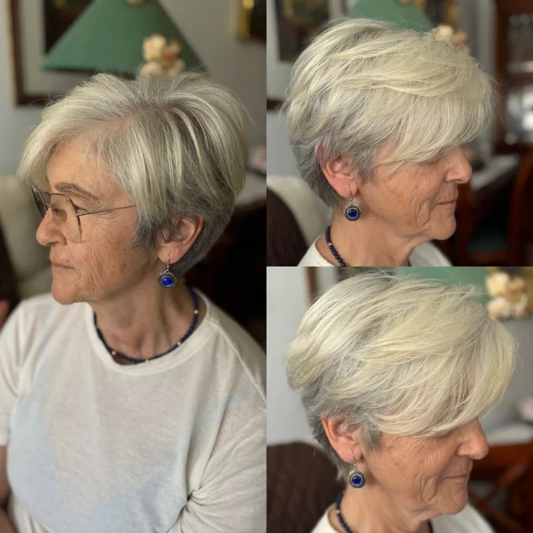 Long Blonde-Gray Pixie