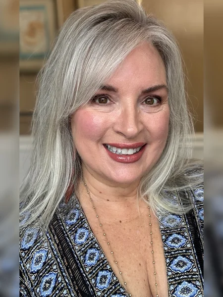 Silver Layers with Side-Swept Bangs