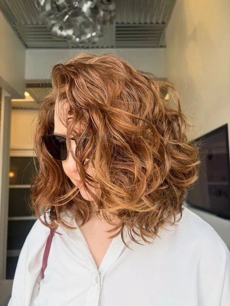 Copper Curly Wavy Lob