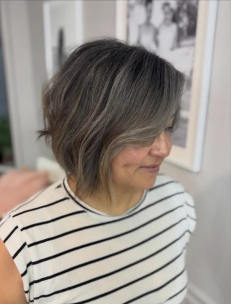 Layered Bob with Grey Highlights