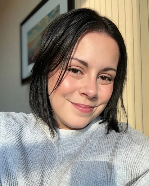 Sleek Black Bob with Side Part