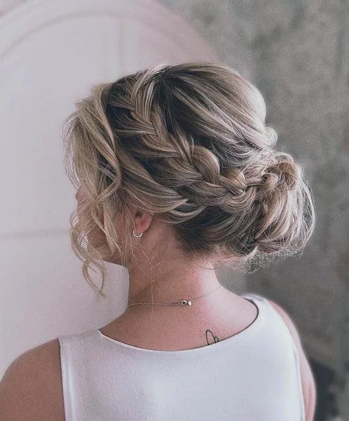 Textured Braid Updo with Loose Curls