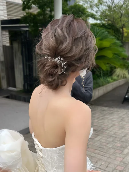 Romantic Wavy Wedding Updo