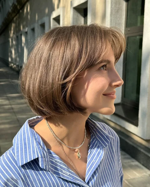 Rounded Bob with Side-Swept Bangs