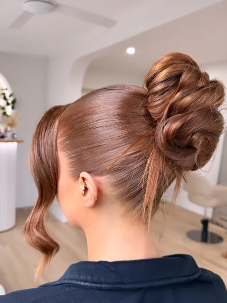 Copper Slickback Twisted High Bun