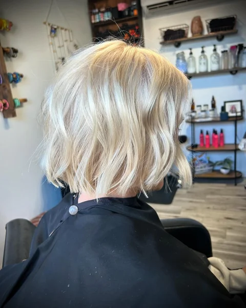 Choppy Platinum Bob Back View