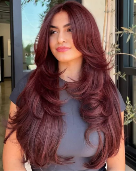 Long Burgundy Butterfly Layers