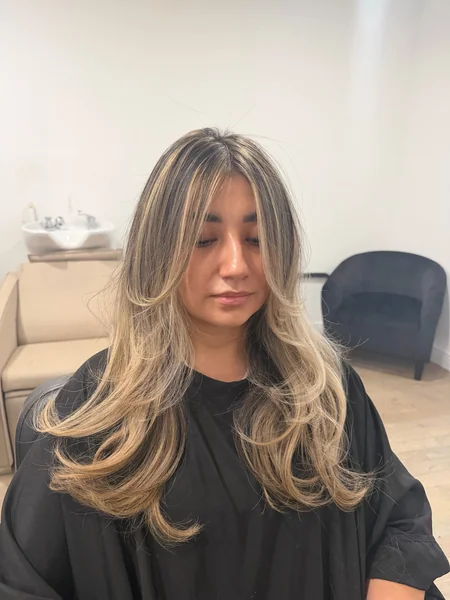 Layered Curtain Bang Waves