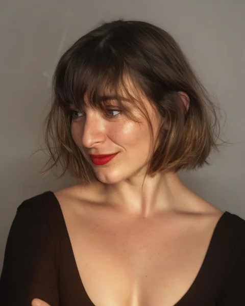Messy Blunt Bob with Wispy Bangs