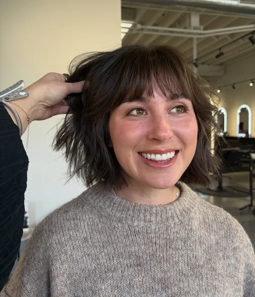 Messy Bob with Full Bangs