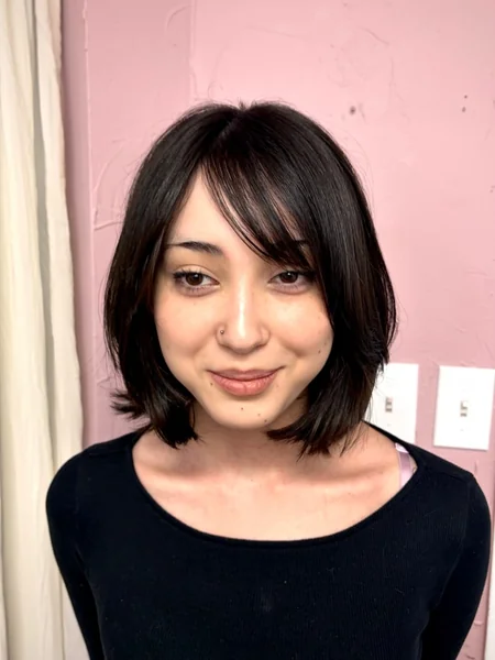 Side-Bang Bob with Flicked Ends