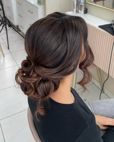 Low Chignon for Curly Hair