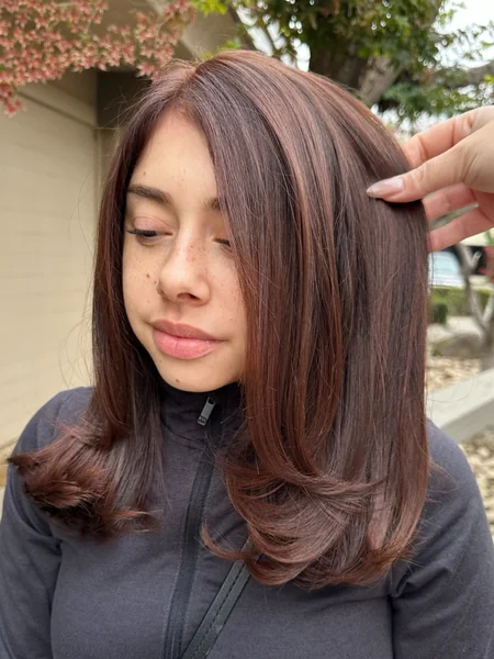 Rose Brown Blowout with Flipped Ends