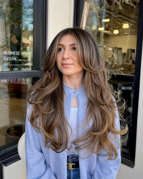 Feathered Long Blowout with Balayage