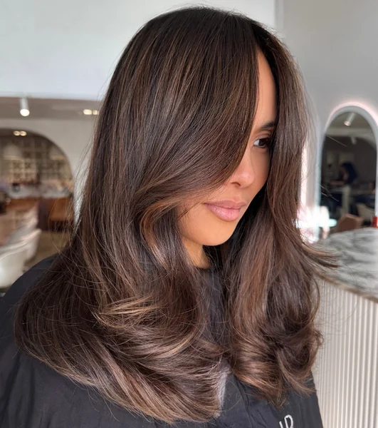 Long Layered Brunette Balayage