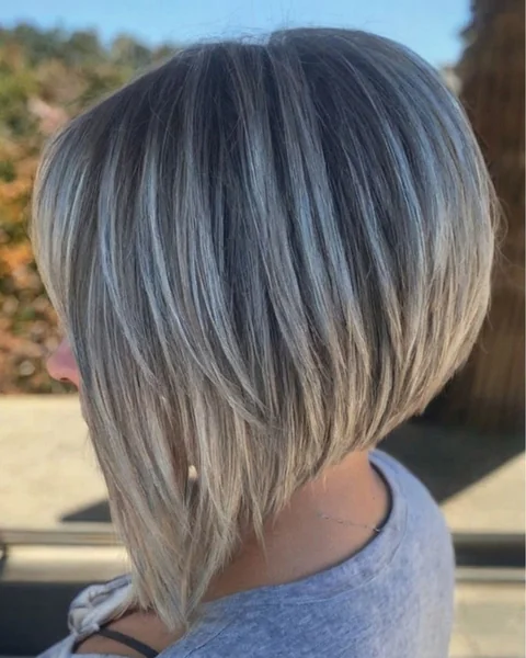 Choppy Silver Layered Bob