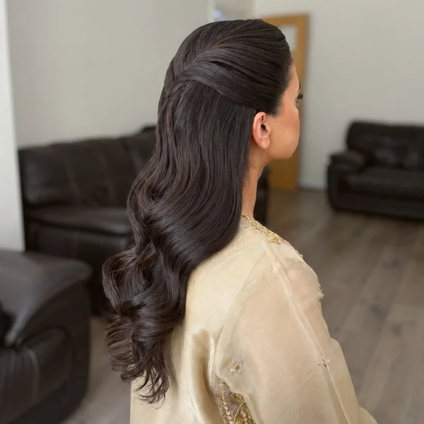 Slicked-Back Half-Up Waves