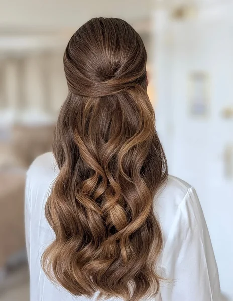 Smooth Twisted Half Up Bridal Style