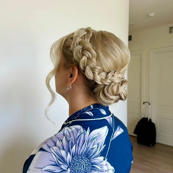 Dutch Braid Crown Low Bun