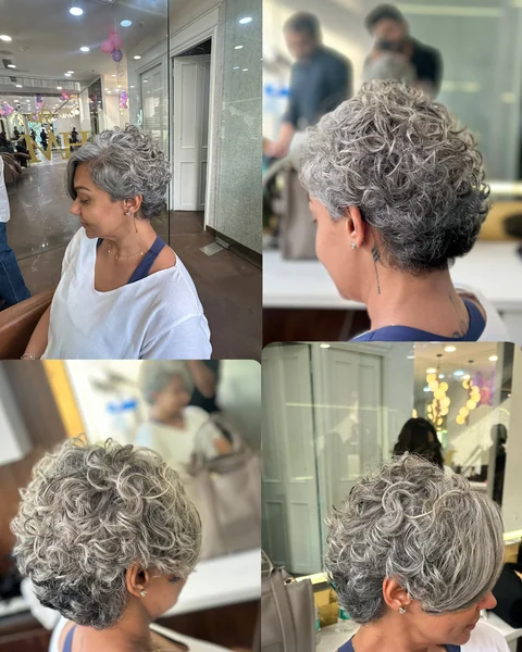 Curly Gray Pixie