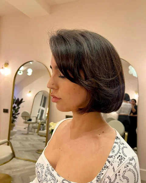 Curled Under Bob with Side Bangs