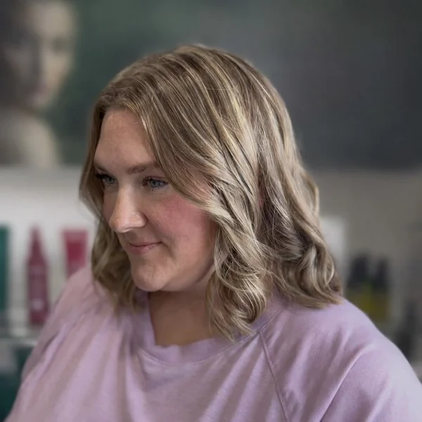 Wavy Lob with Blonde Highlights