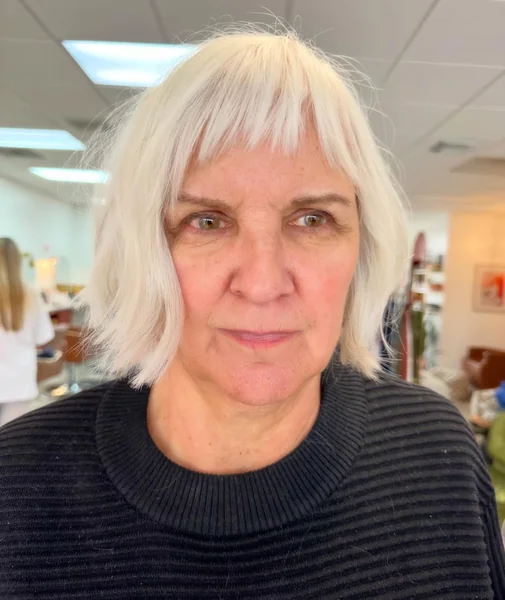 Platinum Bob with Bangs Over 50