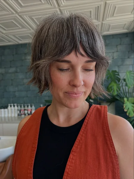 Grey Choppy Shag Bob