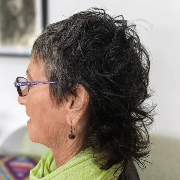 Curly Salt-and-Pepper Mullet