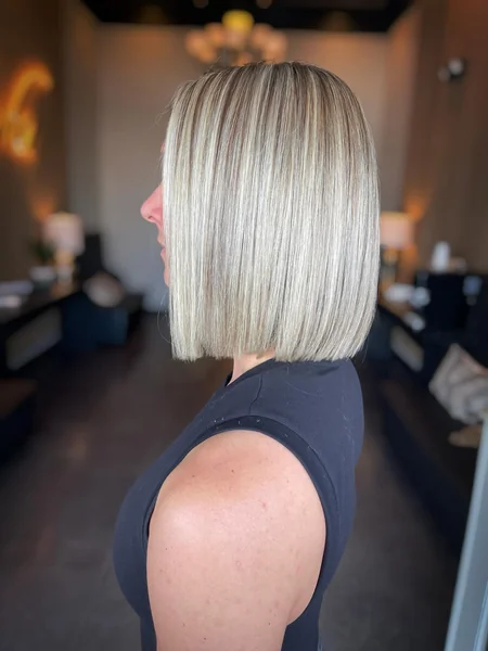 Sleek Blonde Blunt Bob